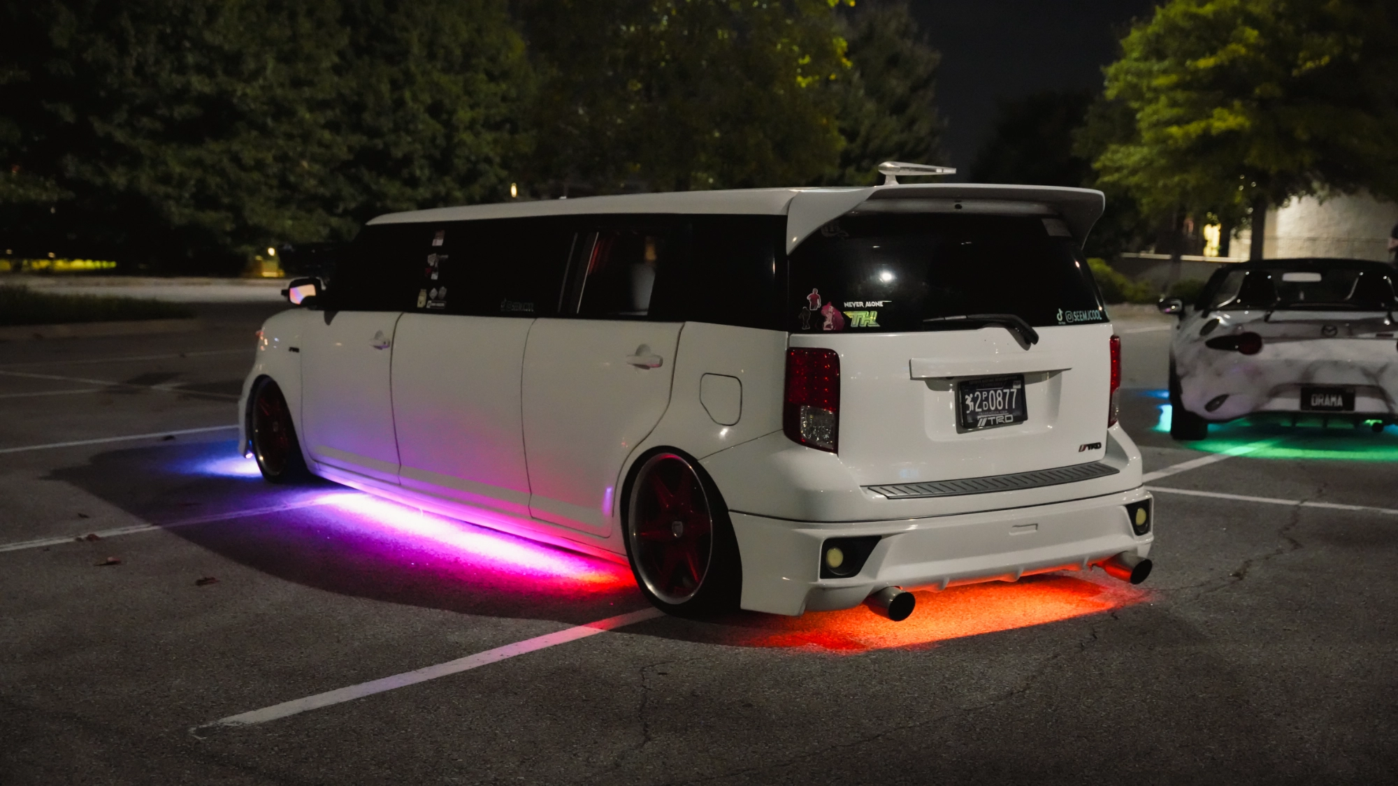 underglow showing a rainbow on a limo